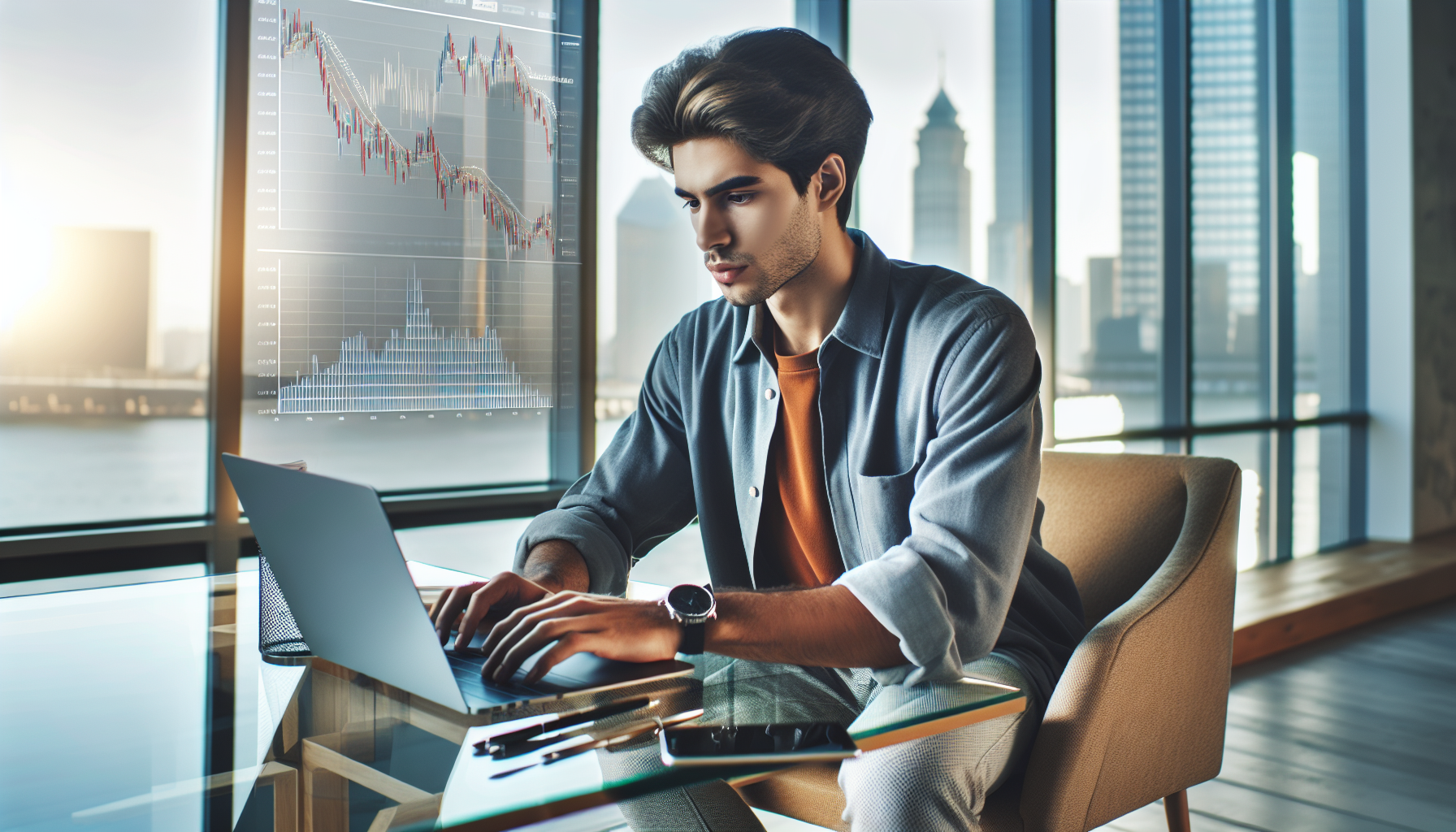 Três perfis de investidor em um escritório moderno: conservador, moderado e arrojado