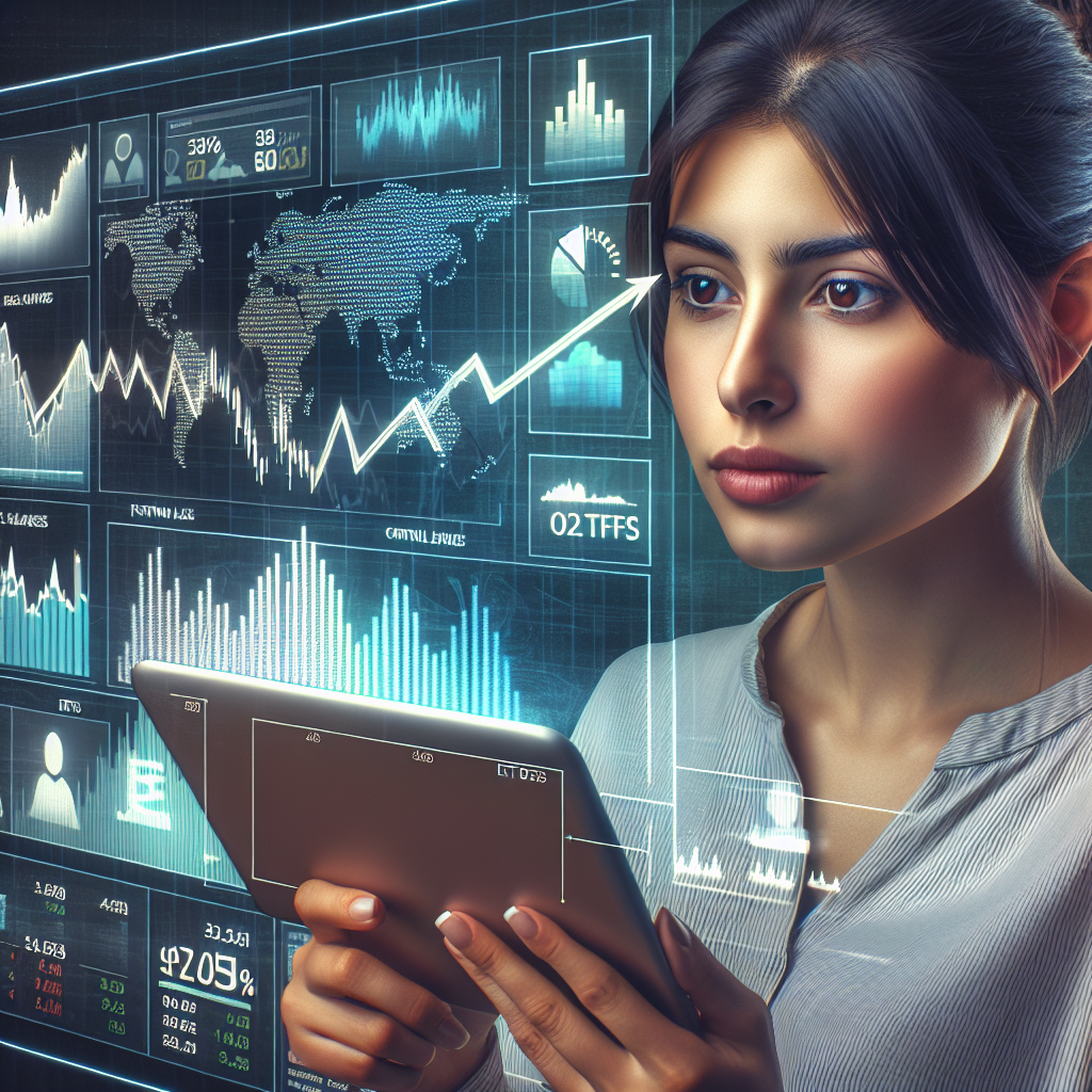 Gráfico de ações com diferentes opções de investimento, como ações fracionadas e ETFs, em um ambiente amigável e acessível.