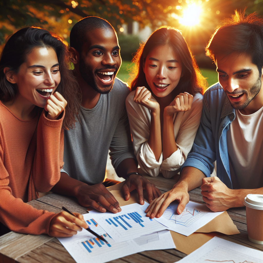 Grupo de jovens discutindo sobre investimentos