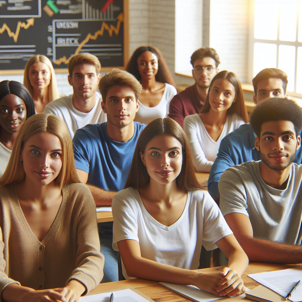 Grupo de jovens adultos aprendendo sobre investimentos