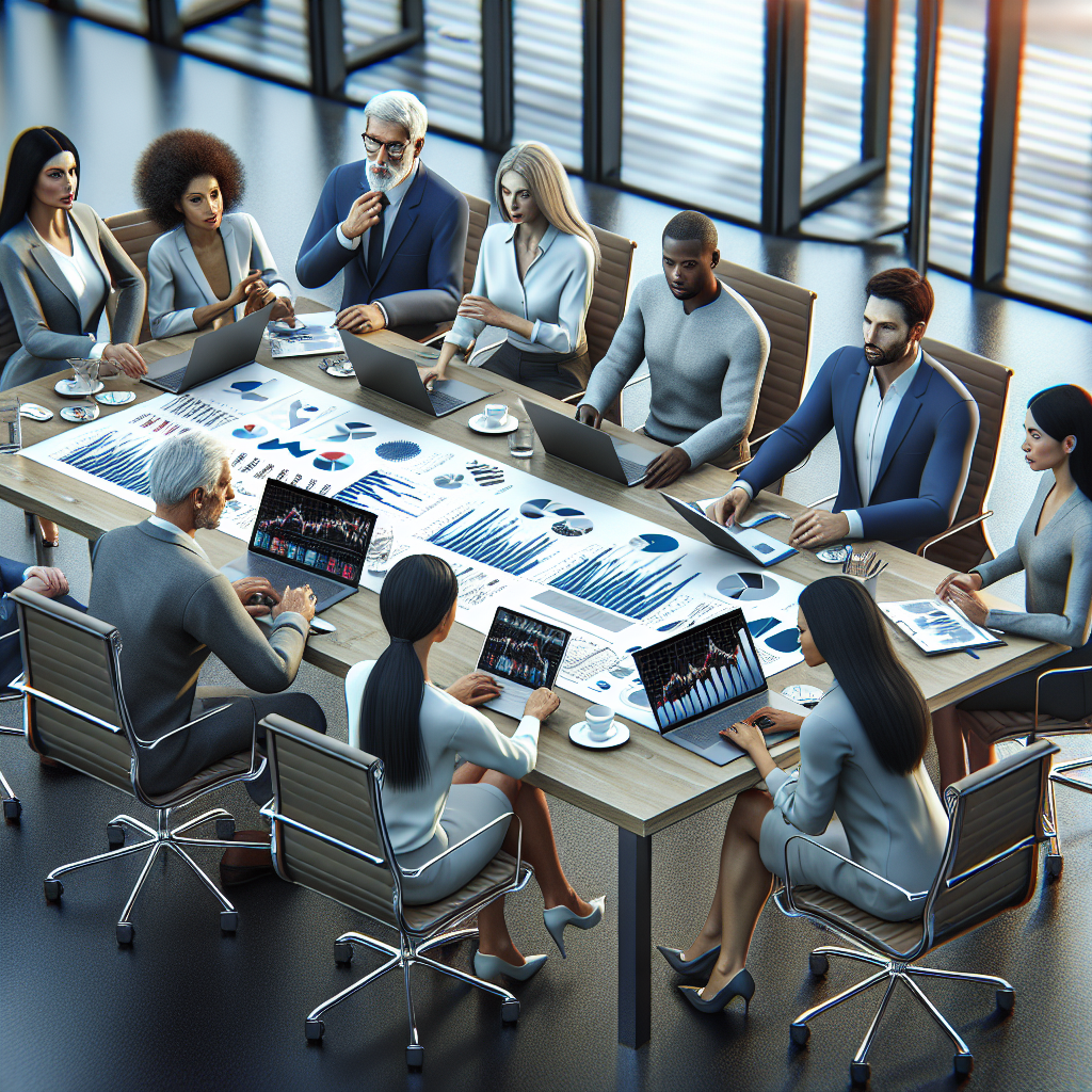 Grupo de pessoas em uma reunião discutindo investimentos