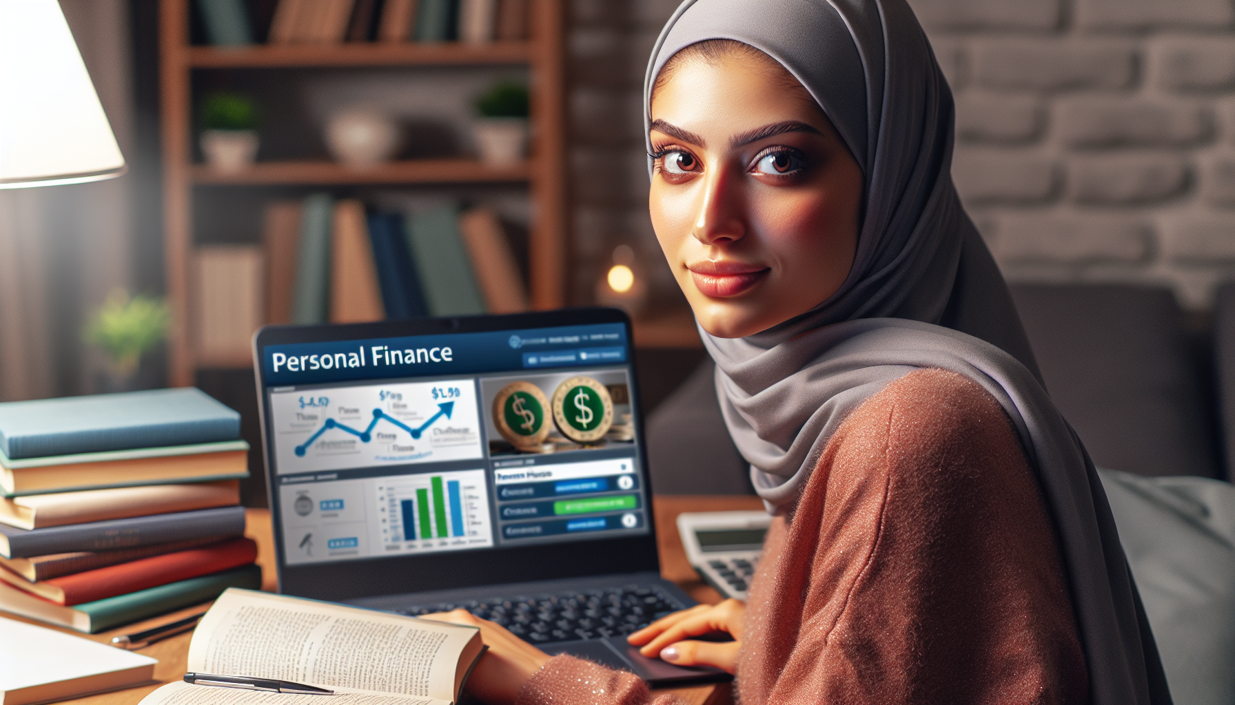 Pessoa preocupada olhando para um gráfico financeiro em queda em um laptop em um escritório.